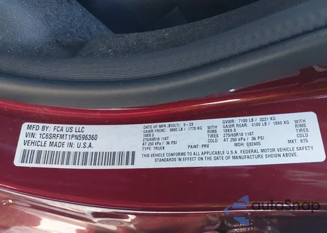 2023 Ram 1500 Big Horn 4X4 6'4 Box from USA, damaged, VIN 1C6SRFMT1PN596360